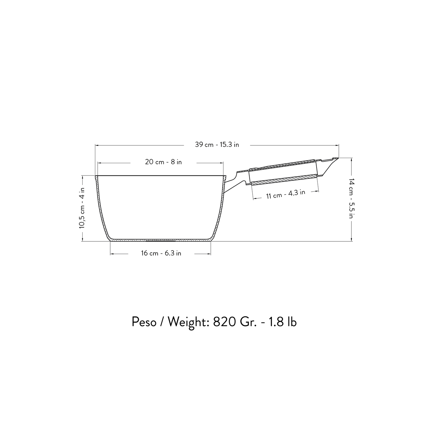 Primecook - Steelpan / Sauspan - Ø 20 cm - PFAS-vrij - Personaliseerbaar