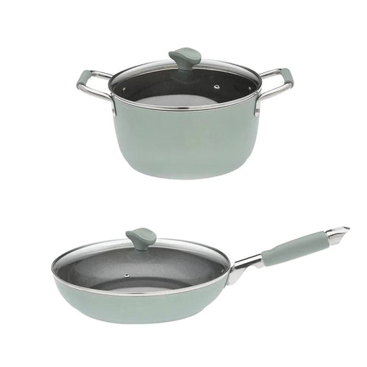 Primecook - Pannenset Giovanna, kookpan van Ø 24 en koekenpan Ø 28 cm met deksels