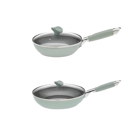 Personaliseerbare pannenset Angela, 2 koekenpannen van Ø 20cm en Ø 28cm met deksel