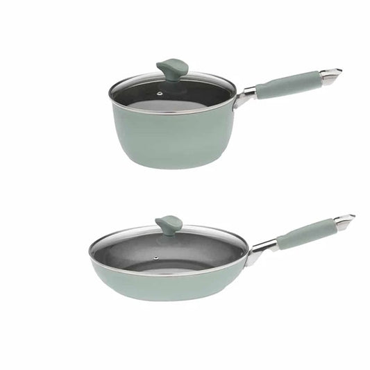 Personaliseerbare Pannenset Teresa - steelpan Ø 20cm - koekenpan Ø 28cm met deksels