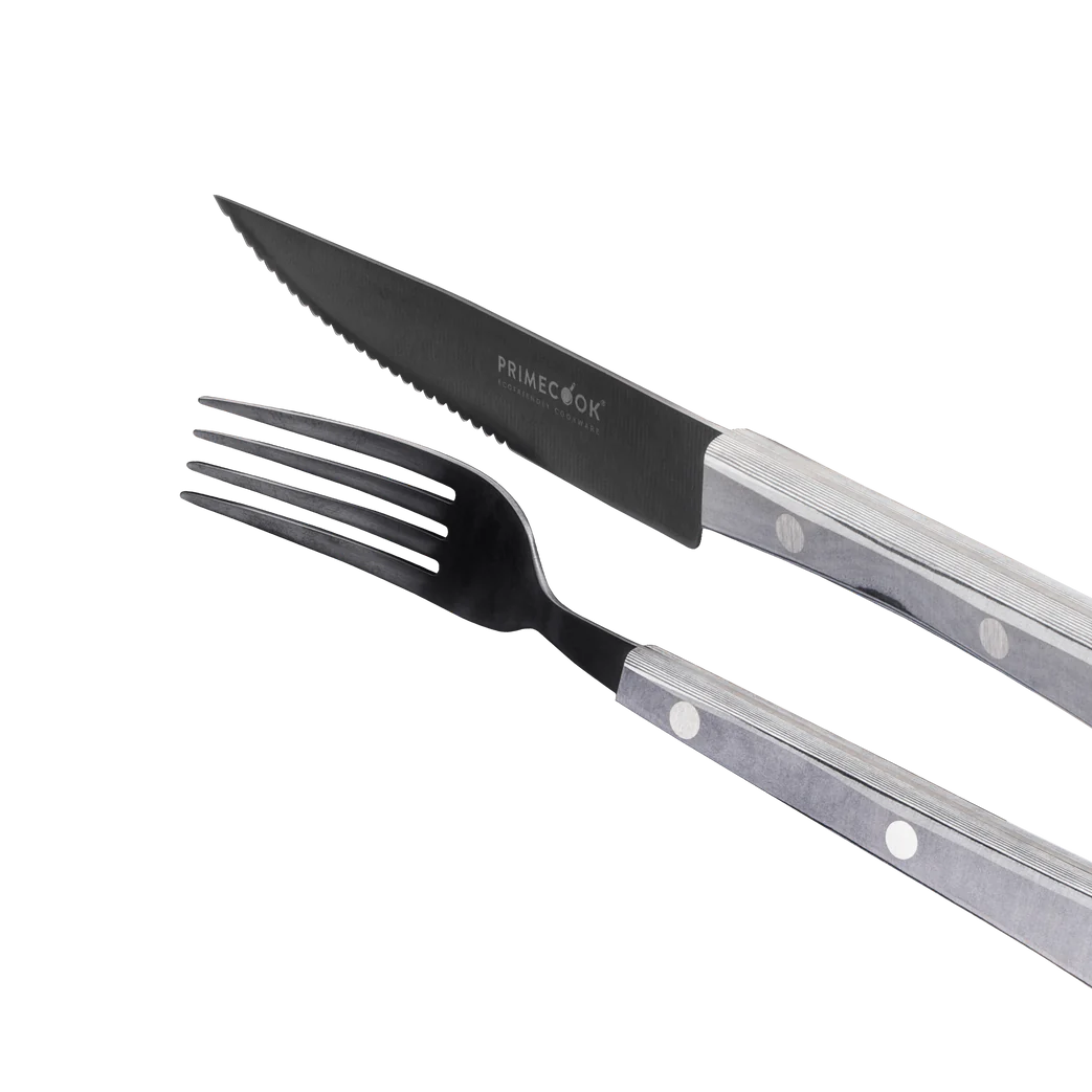 Set van vork en gekarteld scherp mes 13 cm