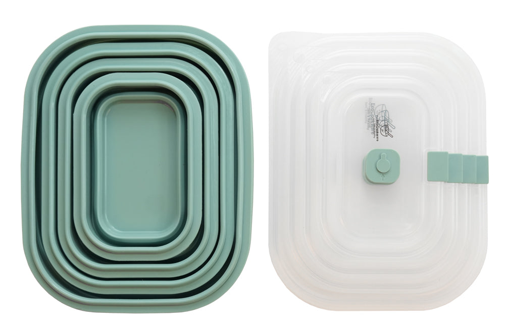 EcoCookware set van 4 opvouwbare siliconen Bewaarbakjes - meal prep bakjes met ventiel - PFAS- en BPA-vrij