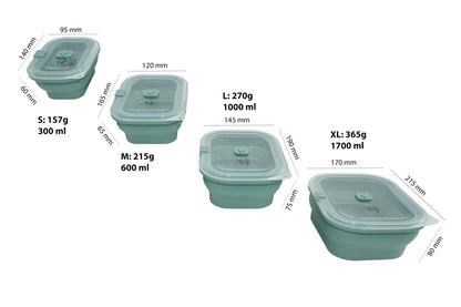 EcoCookware set van 4 opvouwbare siliconen Bewaarbakjes - meal prep bakjes met ventiel - PFAS- en BPA-vrij