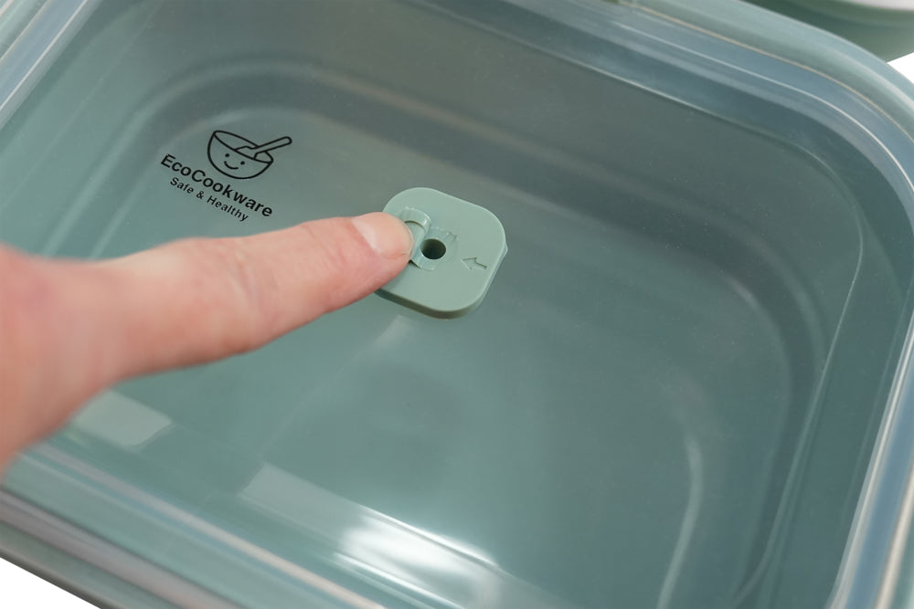 EcoCookware set van 4 opvouwbare siliconen Bewaarbakjes - meal prep bakjes met ventiel - PFAS- en BPA-vrij