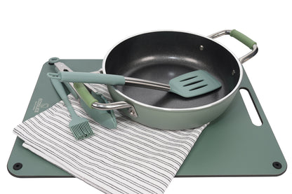 EcoCookware 15-delige siliconen & RVS keukengerei set - Sage Green -PFAS- en BPA-vrij - vaatwasserbestendig - Premium kwaliteit
