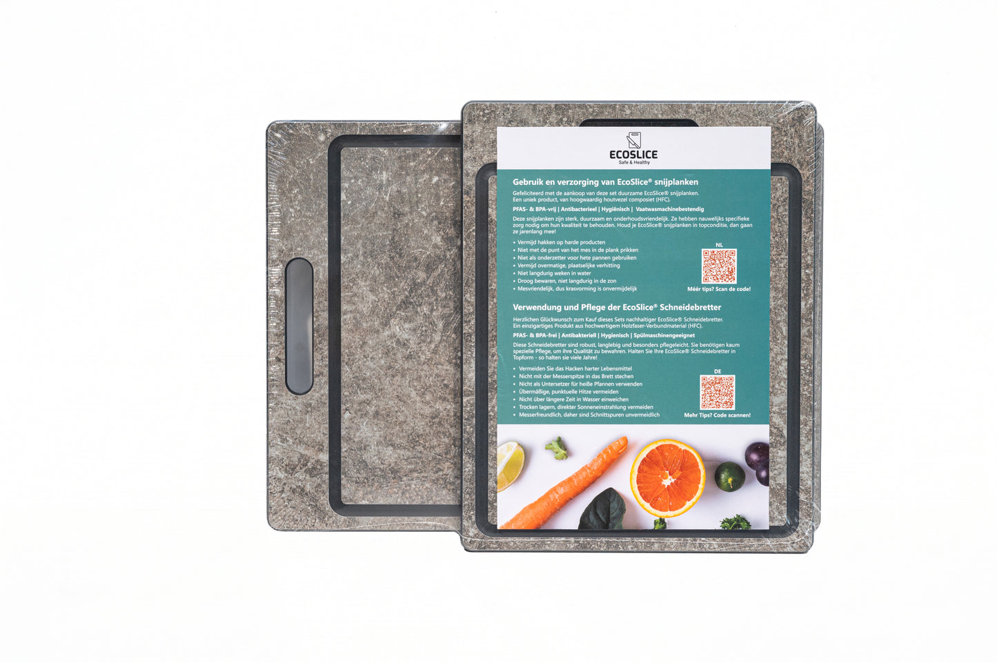 EcoSlice Zinco - limited edition - set van 3 snijplanken met sapgeul - BPA-vrije houtvezel