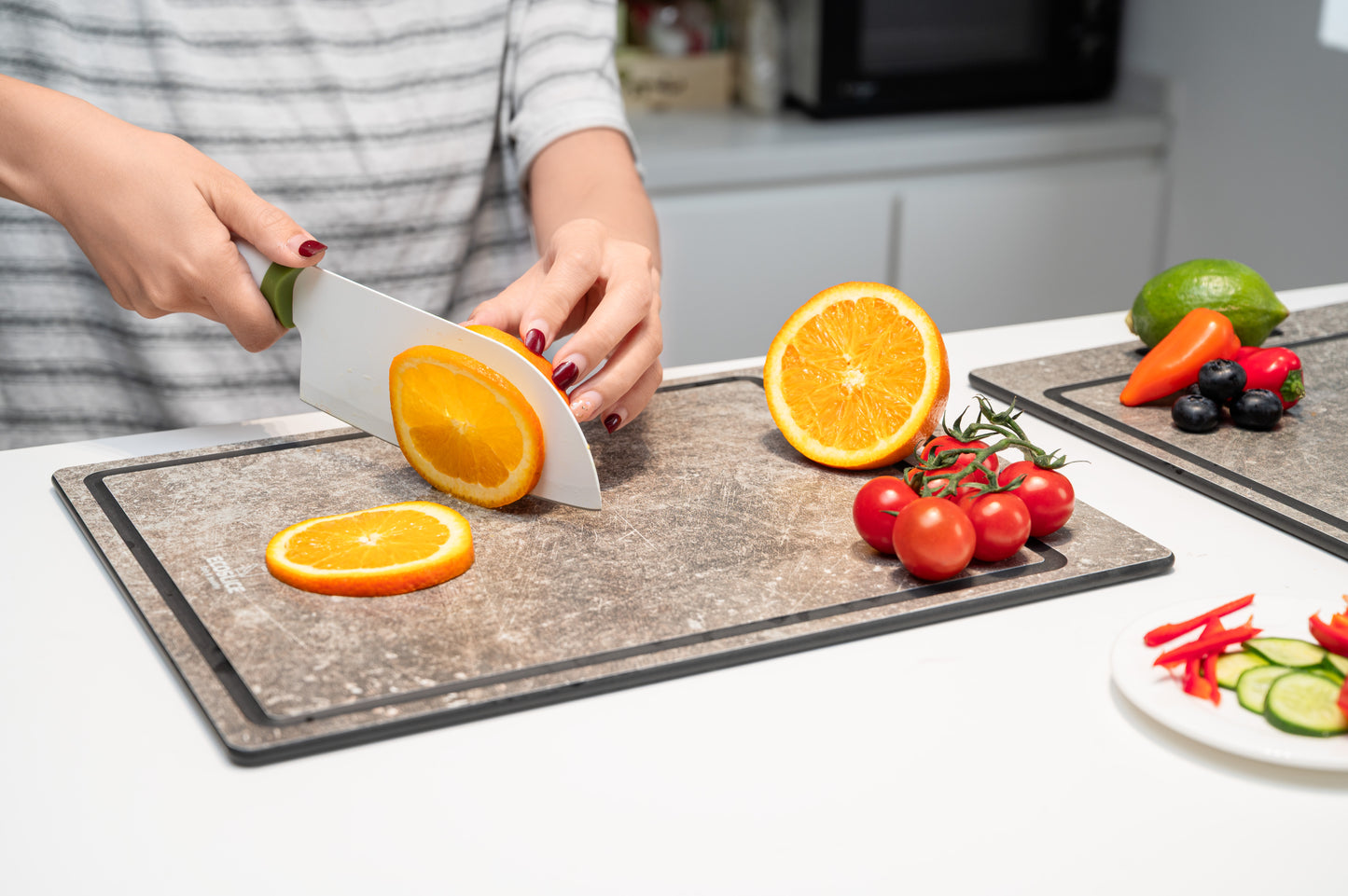 EcoSlice Zinco - limited edition - set van 3 snijplanken met sapgeul - BPA-vrije houtvezel