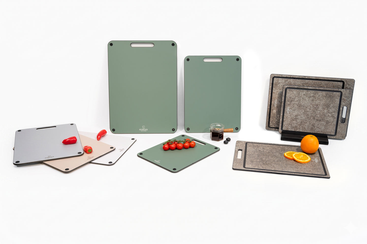 EcoSlice Zinco - limited edition - set van 3 snijplanken met sapgeul - BPA-vrije houtvezel