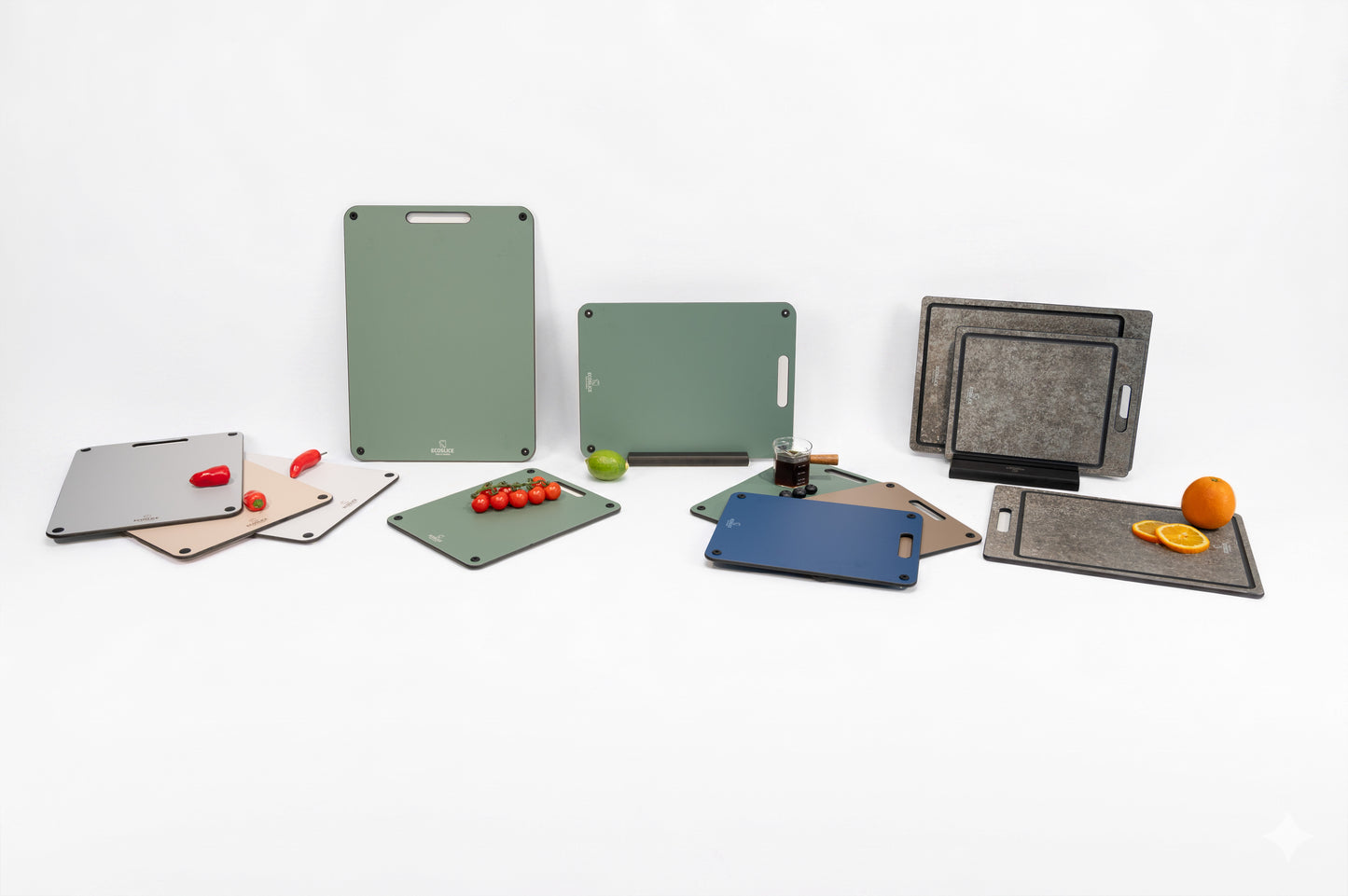 EcoSlice Zinco - limited edition - set van 3 snijplanken met sapgeul - BPA-vrije houtvezel