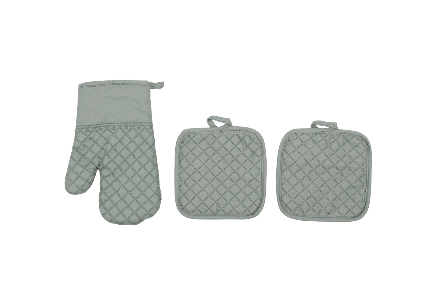 Ovenwant met pannenlappen - saliegroen - antislip grip - veilig en comfortabel koken