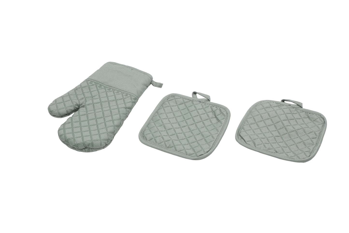 Ovenwant met pannenlappen - saliegroen - antislip grip - veilig en comfortabel koken