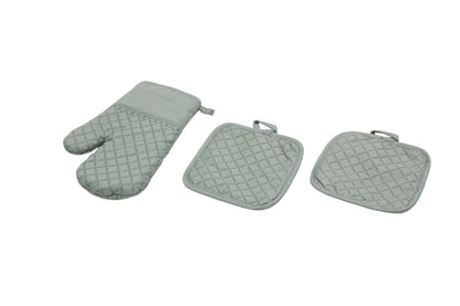Ovenwant met pannenlappen - saliegroen - antislip grip - veilig en comfortabel koken