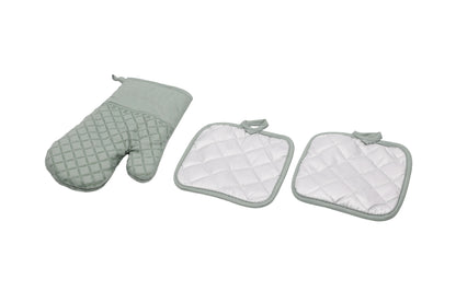 Ovenwant met pannenlappen - saliegroen - antislip grip - veilig en comfortabel koken